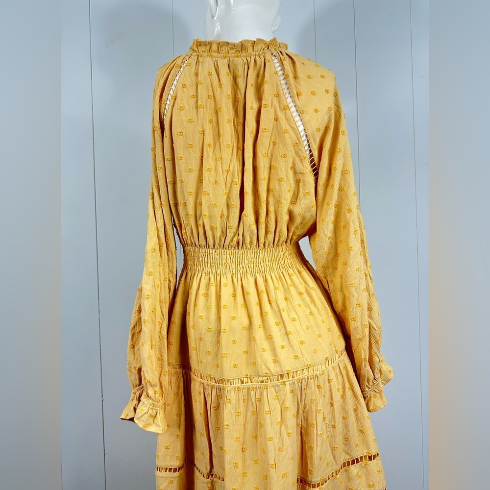 Vici Women Sz M Yellow Long Sleeve Tiered Maxi Dress Victorian Long Sleeve Boho - Picture 9 of 12